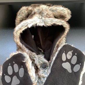 Fluffy Bear Hood with Pockets